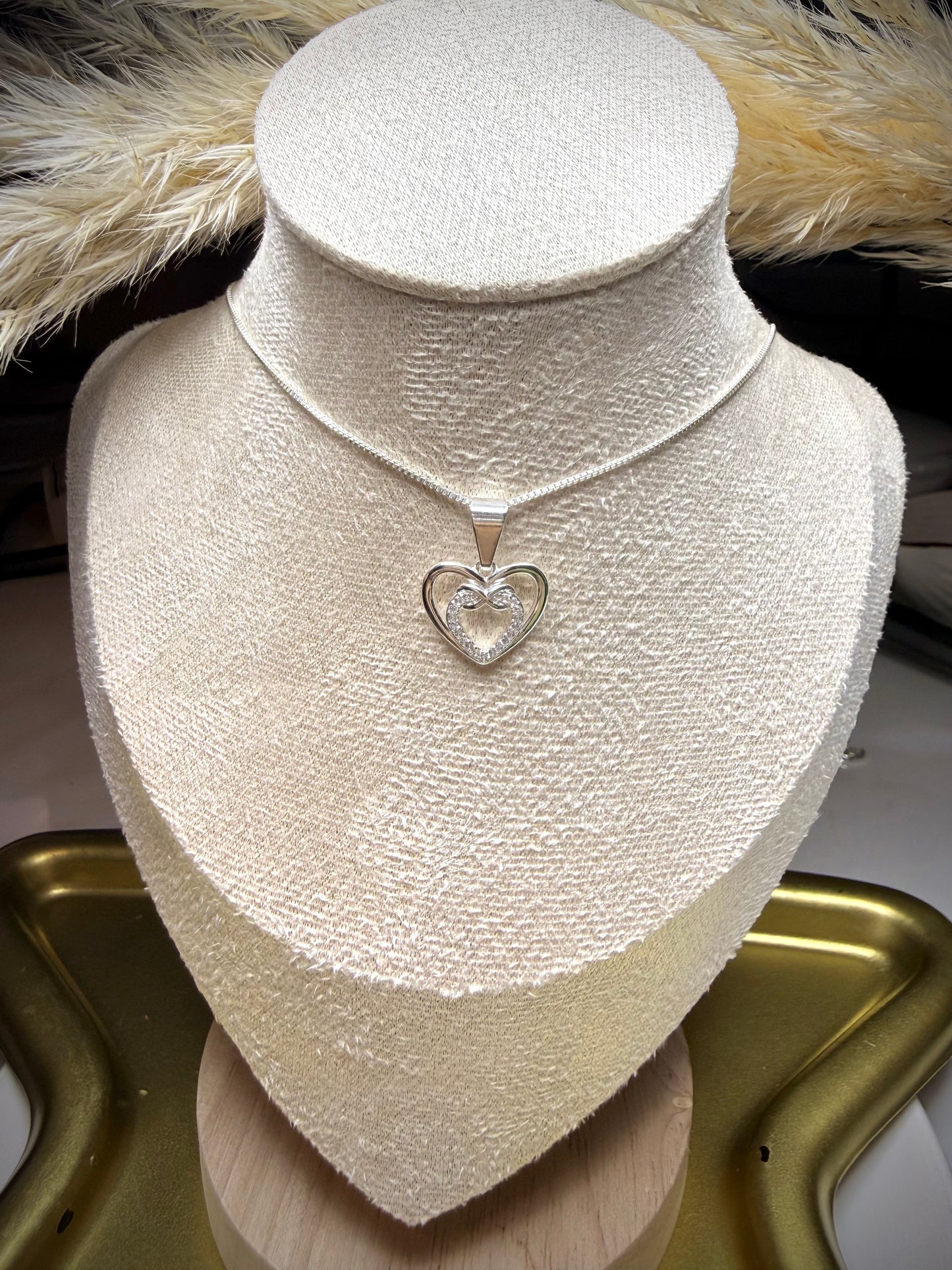 Collar Doble Corazón (Plata italiana 925) 45cm