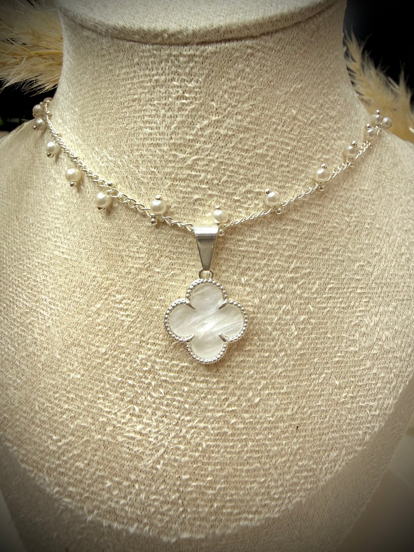 Collar Nácar & Perlas (Plata Italiana 925) 45cm