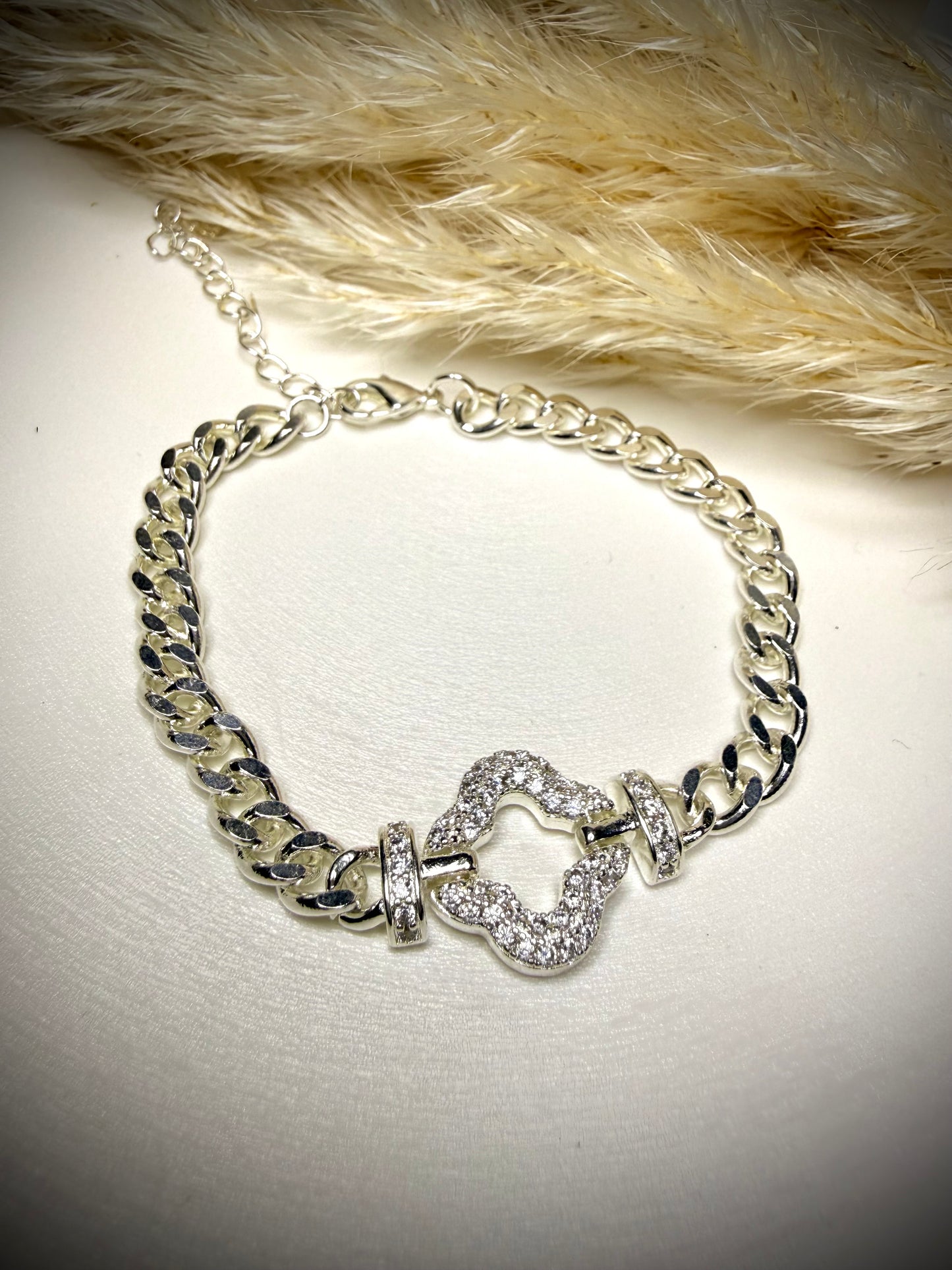 Pulsera Eslabones & Brillo (Plata italiana 925)