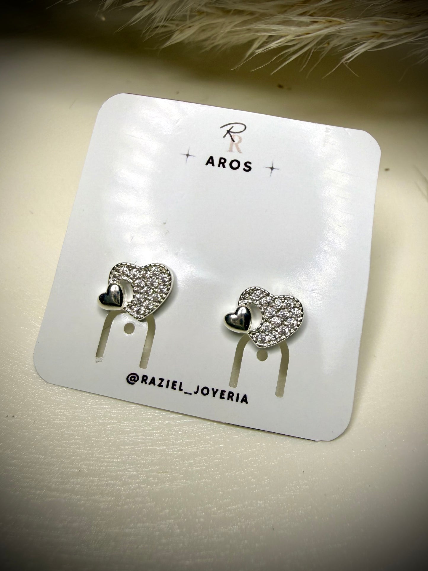 Aros Corazón Doble Brillante (Plata Italiana 925)
