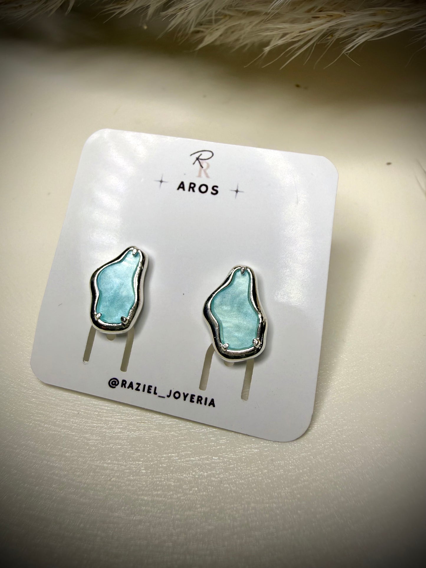 Aros Abstractos Azul Perlado (Plata Italiana 925)