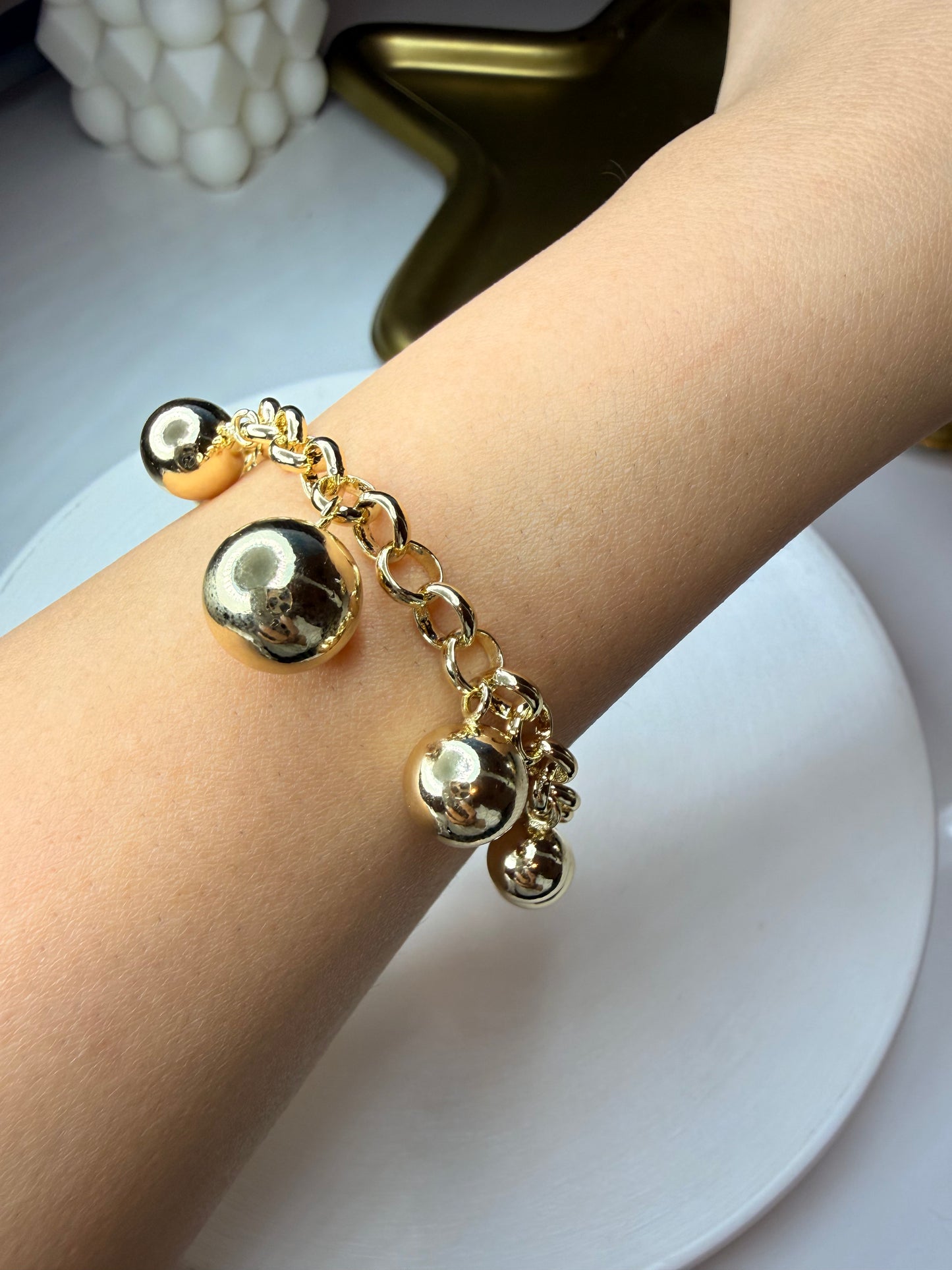 Pulsera de Perlas Baño de Oro 18K