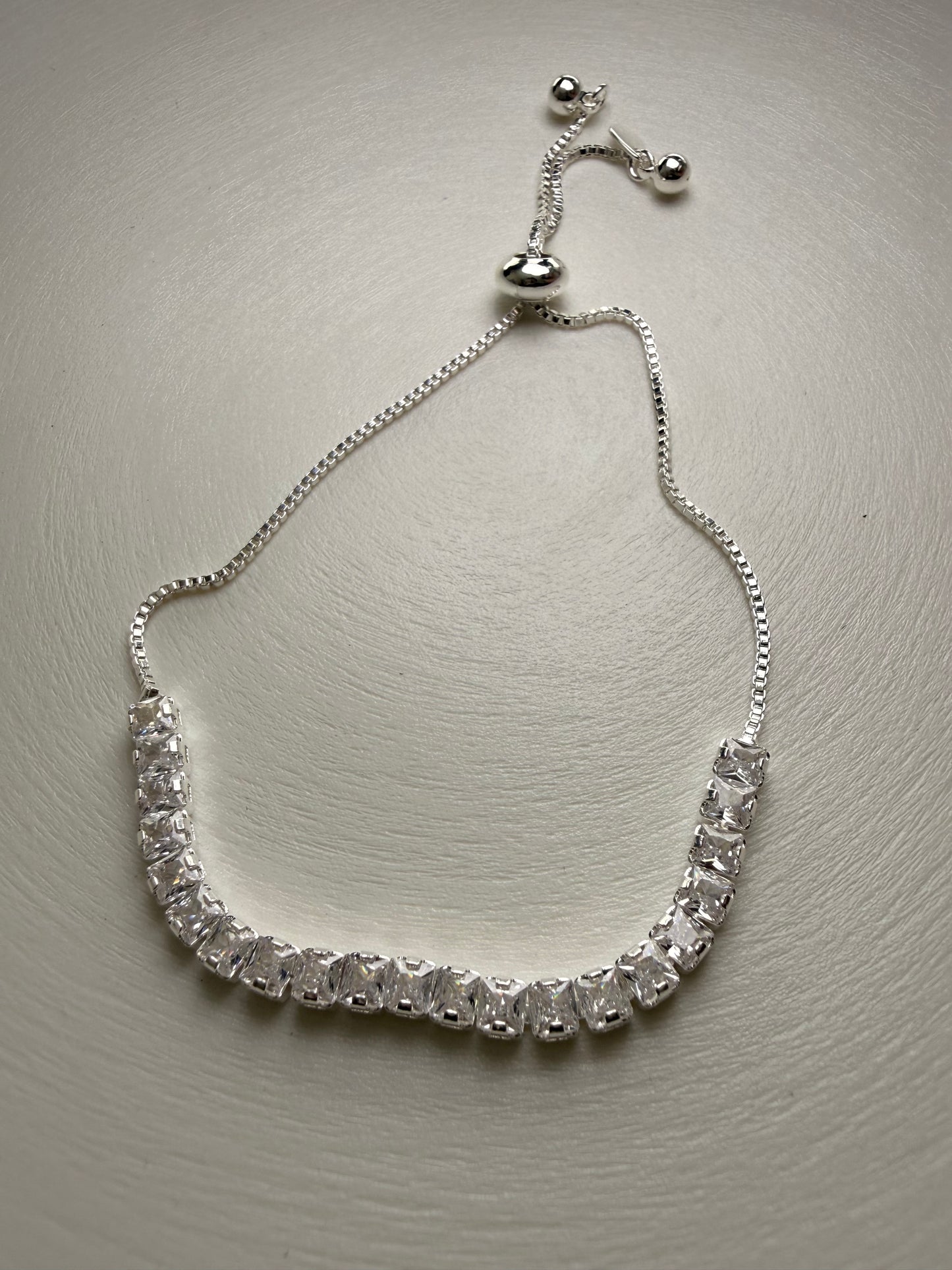 Pulsera Tennis Cuadrada Ajustable – Plata 925