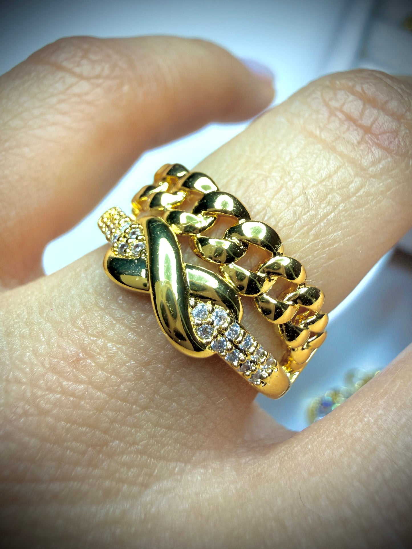 Anillo Javi Bold Mix (Baño de Oro 18K) Talla ajustable