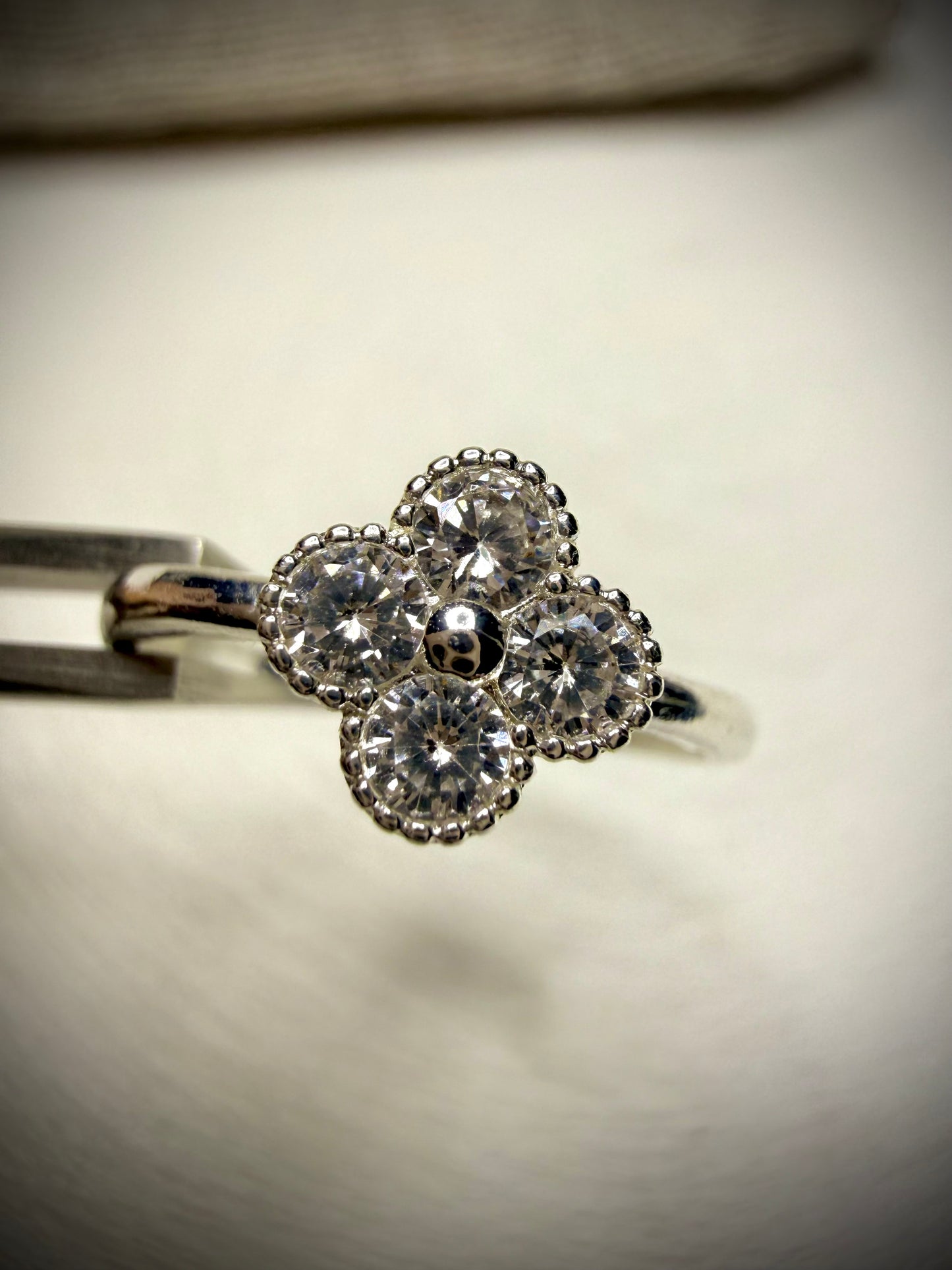 Anillo Ajustable Flor Destello (Plata 925)