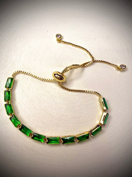 Pulsera Emerald Glow (Baño de Oro 18K)