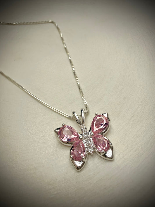 Collar Mariposa Pink Shine (Plata 925)