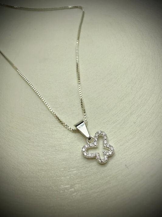Collar Trébol Brillante (Plata 925)