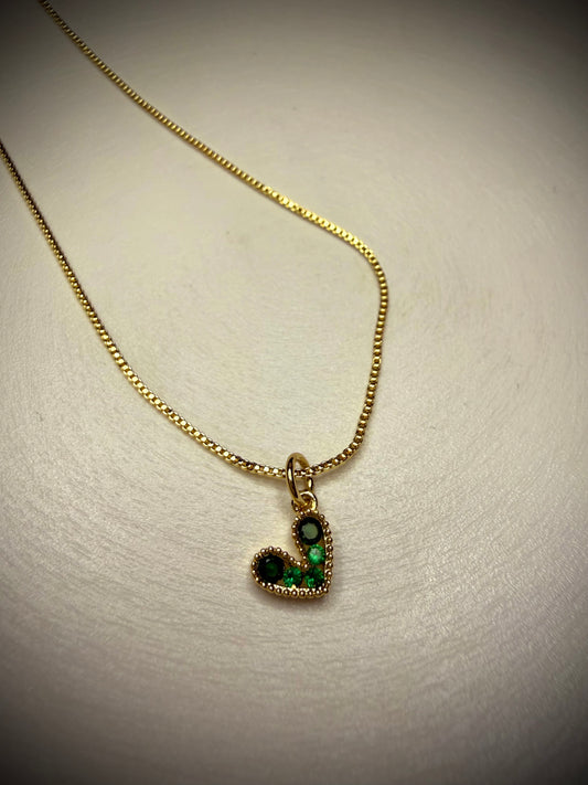 Collar Green Heart Shine (Baño de Oro 18K)