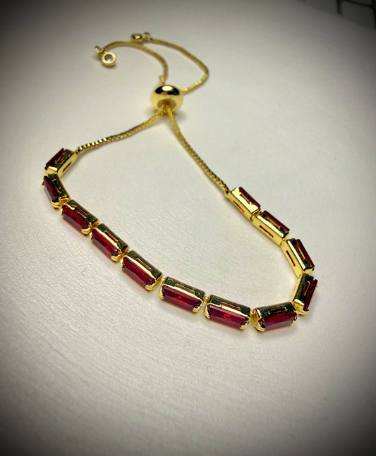 Pulsera Brillo Rojo Intenso (Baño de Oro 18K)