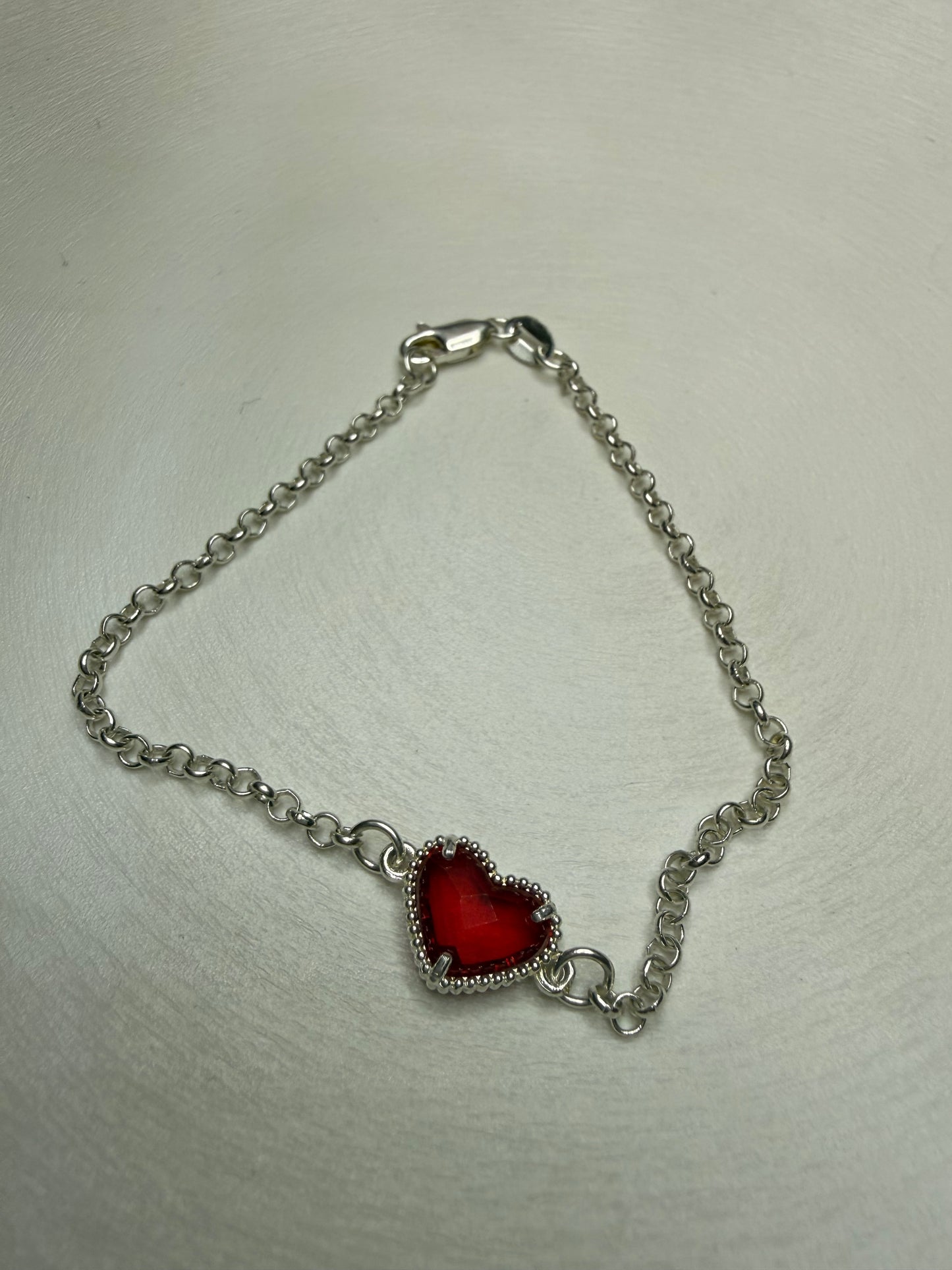 Pulsera Corazón Rubí (Plata 925)