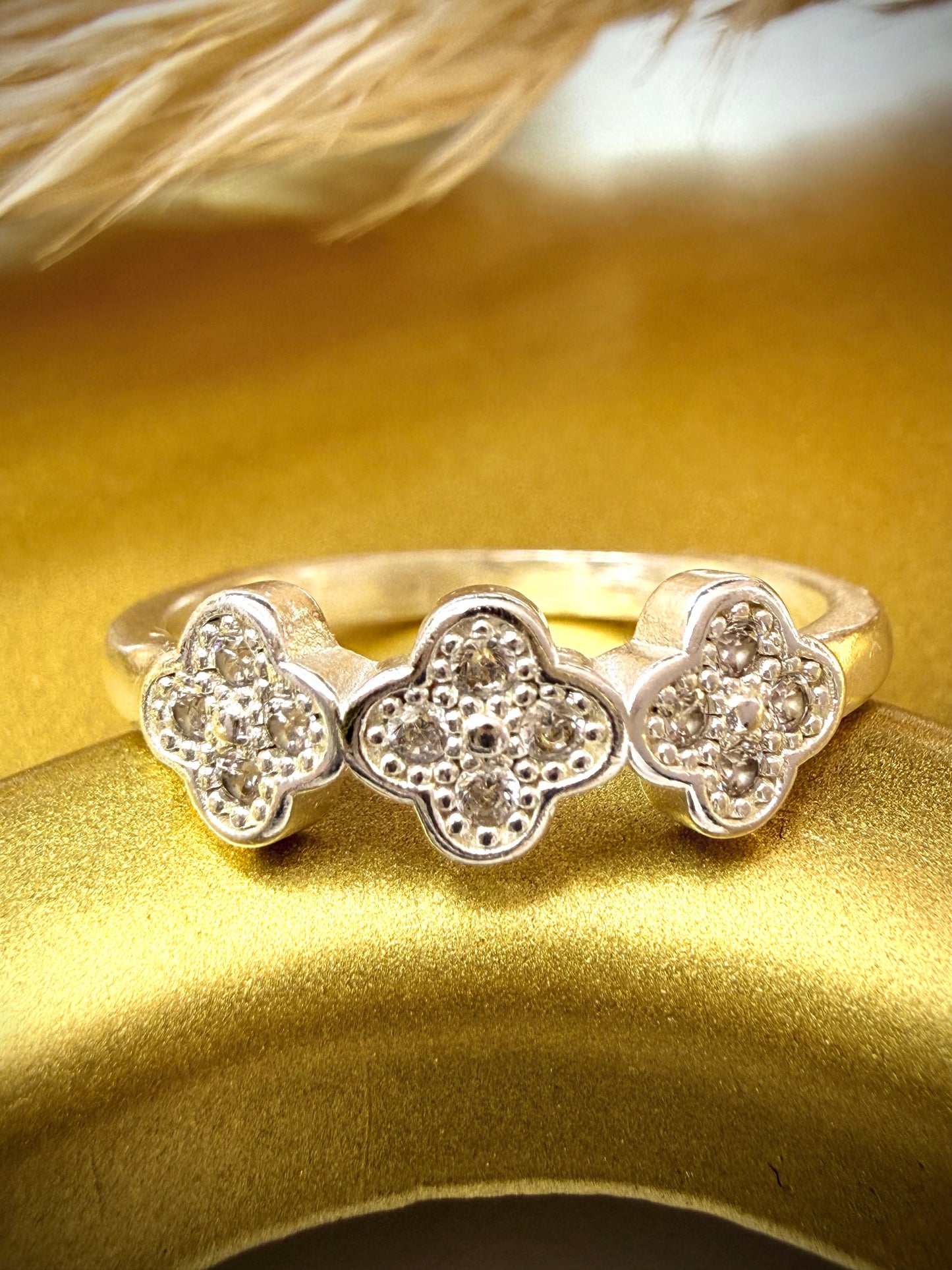 Anillo Triple Flor (Plata Italiana 925)