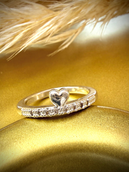 Anillo Corazón con Detalles (Plata Italiana 925)