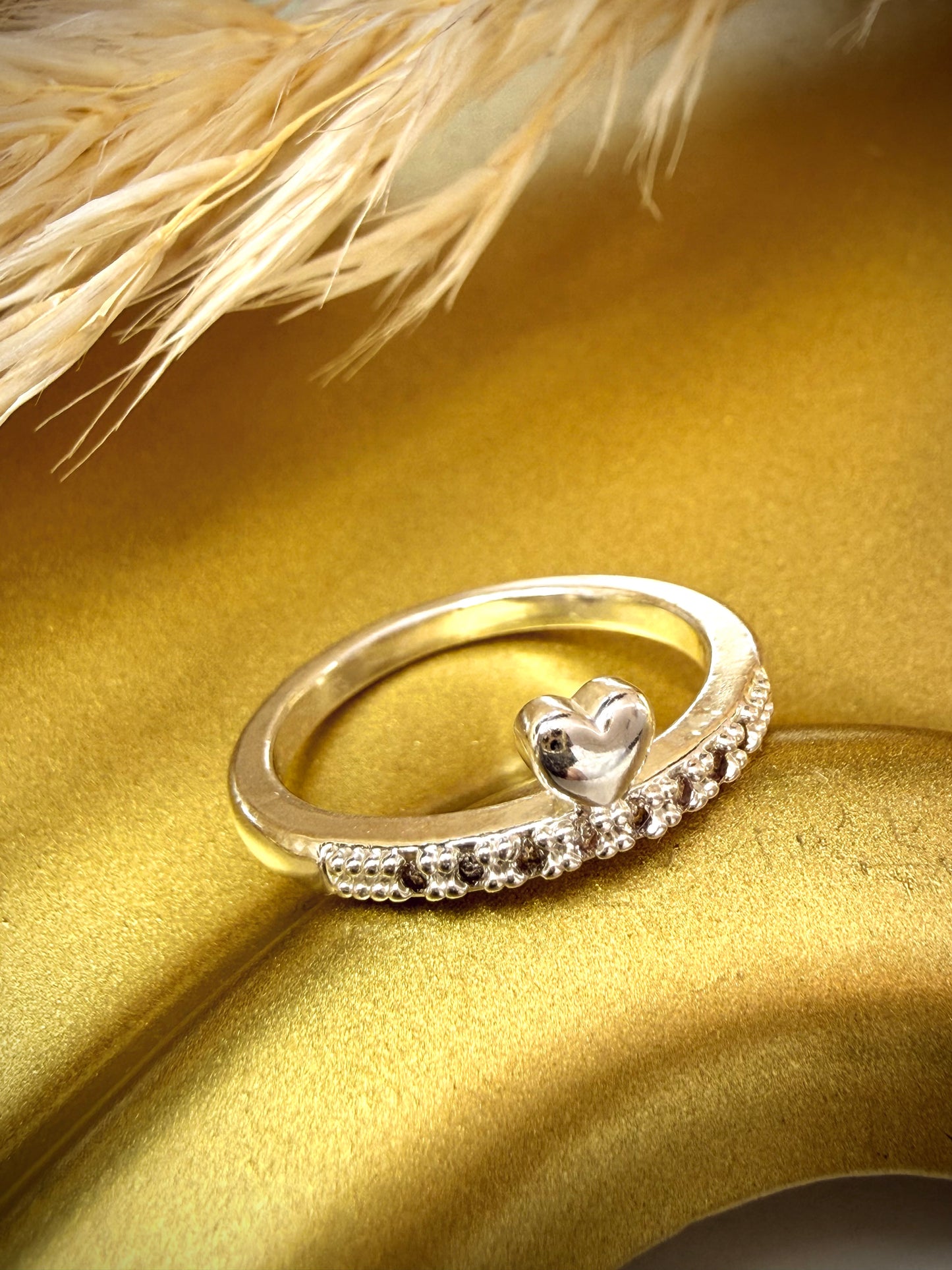 Anillo Corazón con Detalles (Plata Italiana 925)