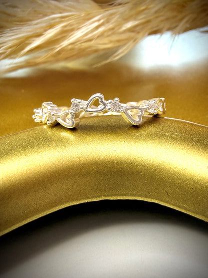 Anillo de Corazones y Moños (Plata Italiana 925)