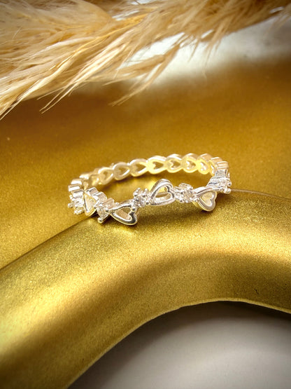 Anillo de Corazones y Moños (Plata Italiana 925)