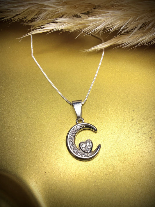 Collar Luna & Corazón (Plata italiana 925) 45cm
