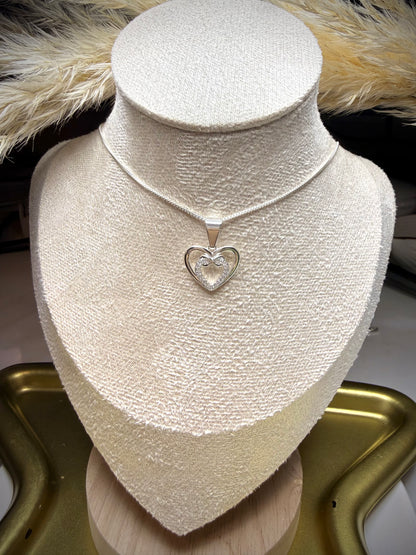 Collar Doble Corazón (Plata italiana 925) 45cm