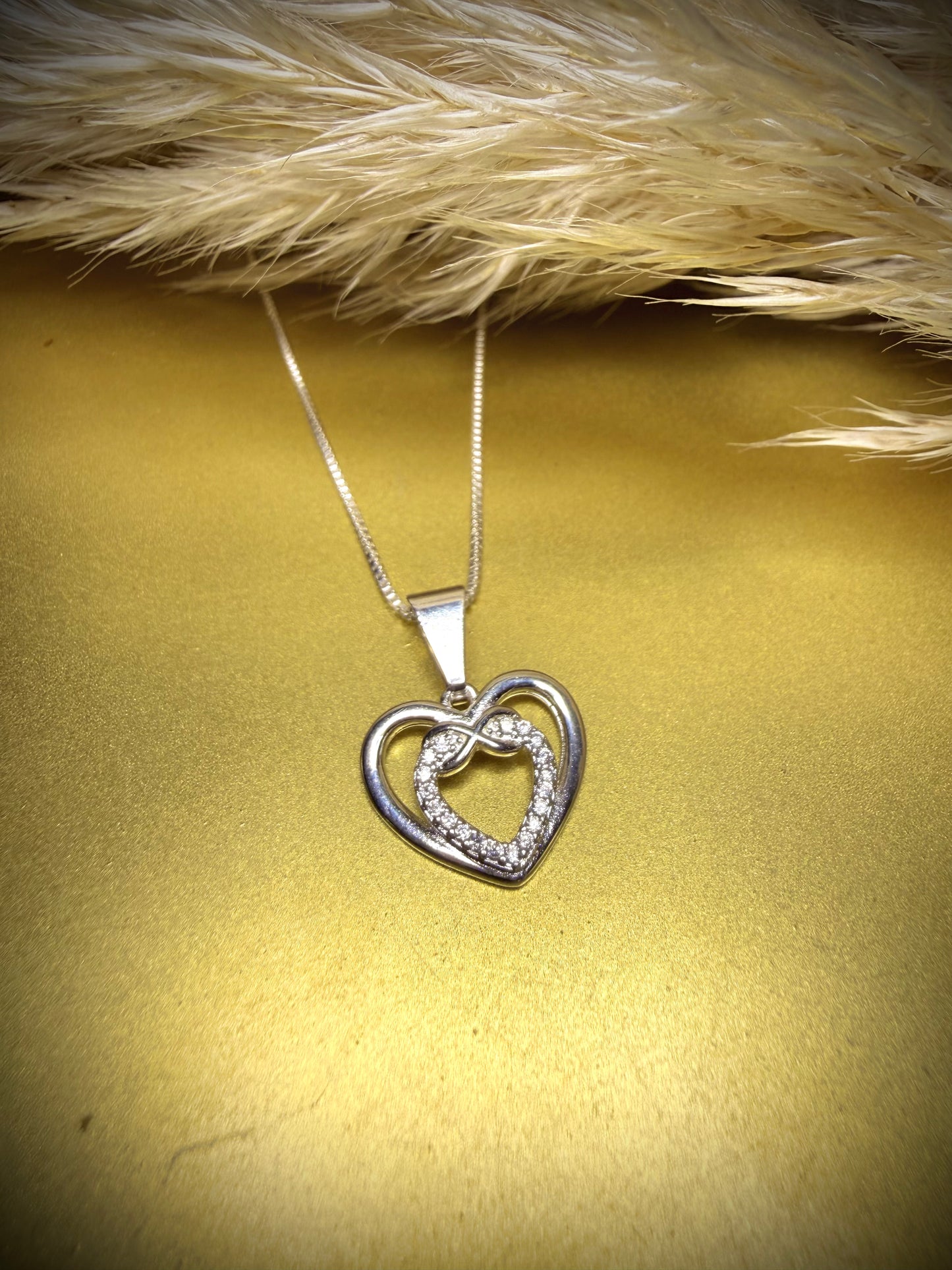 Collar Doble Corazón (Plata italiana 925) 45cm