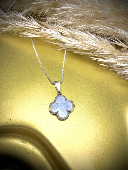 Collar Trébol Nácar Blanco (Plata italiana 925) 45cm