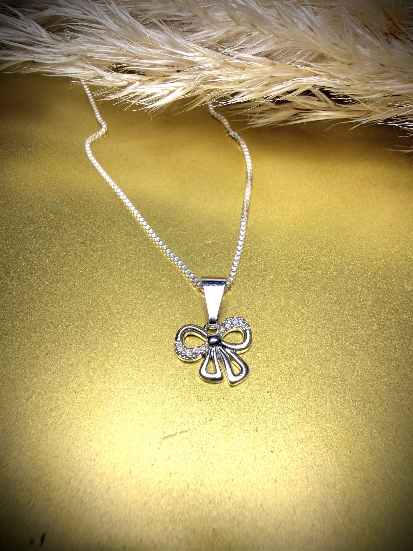 Collar Moño de Cristales (Plata italiana 925) 45cm