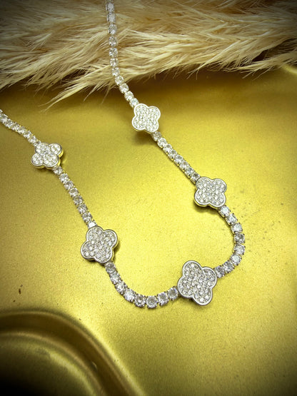 Collar Trébol Pavé Premium (Plata italiana 925) 38cm