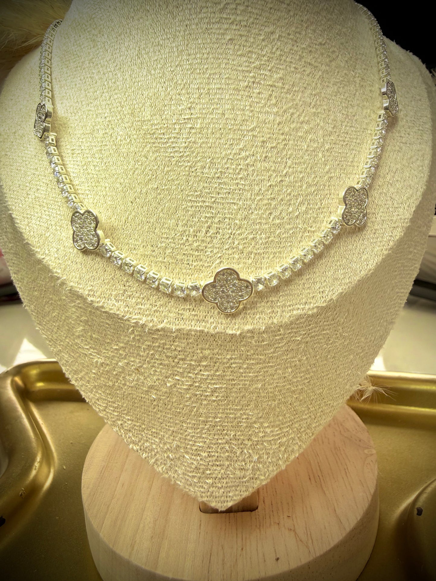 Collar Trébol Pavé Premium (Plata italiana 925) 38cm