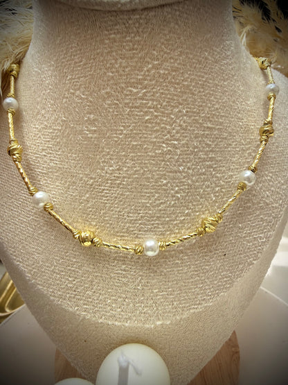 Collar Perlas Doradas (Baño de Oro 18K) 45cm