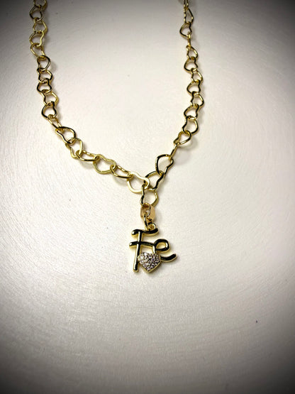 Collar Fé & Corazón (Baño de Oro 18K) 50cm