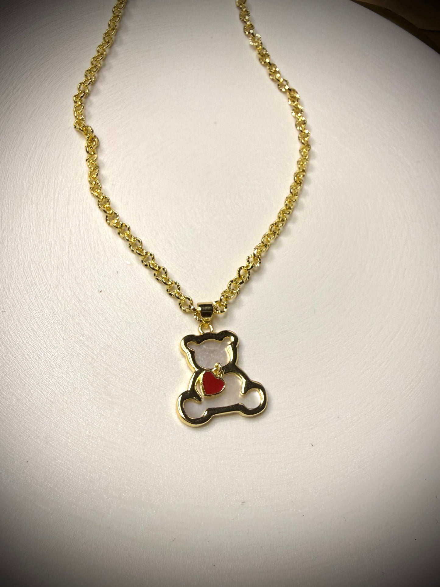 Collar Osito Corazón (Baño de Oro 18K) 45cm