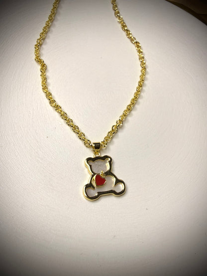 Collar Osito Corazón (Baño de Oro 18K) 45cm