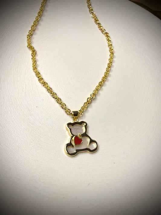 Collar Osito Corazón (Baño de Oro 18K) 45cm