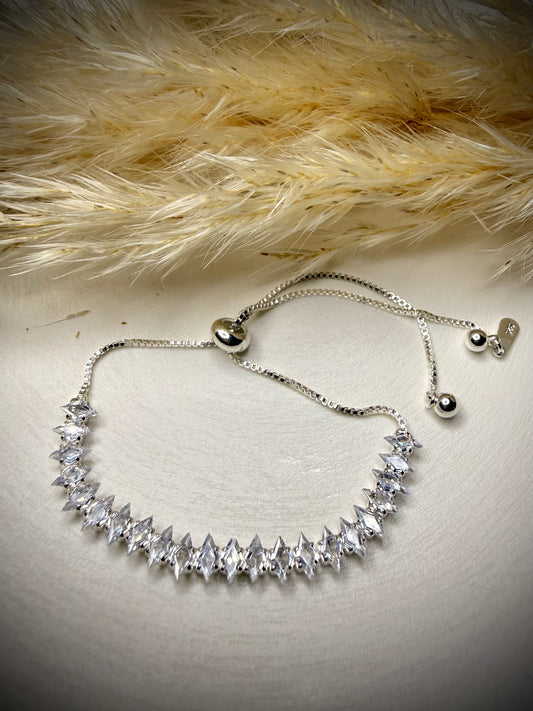 Pulsera Estrella de Cristales (Plata Italiana 925) -  Ajustable