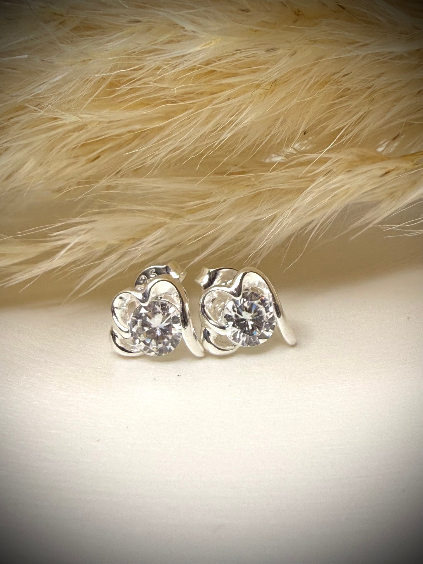 Aros Corazón Brillante (Plata Italiana 925)