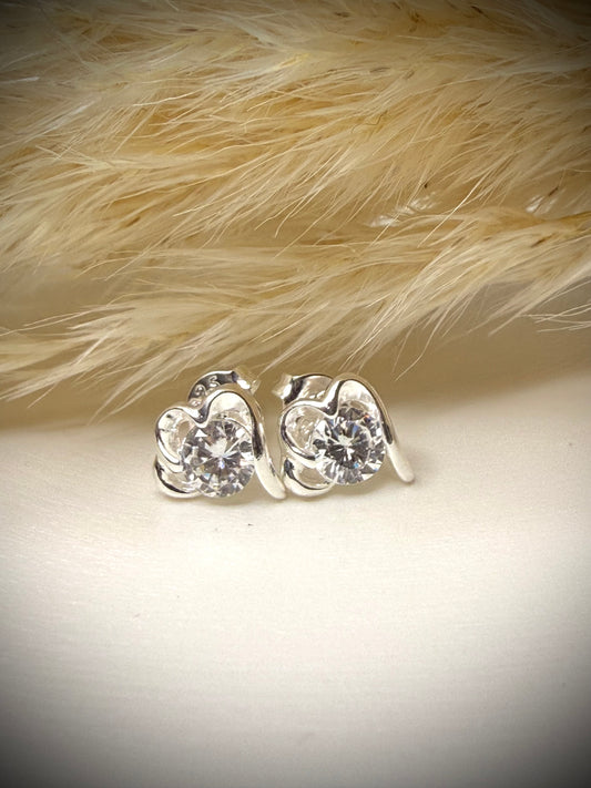 Aros Corazón Brillante (Plata Italiana 925)