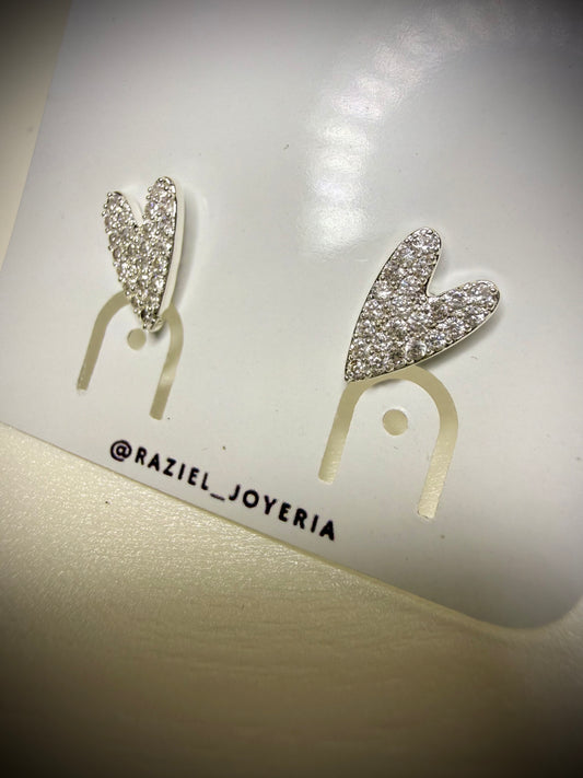 Aros Corazón Pavé Largo (Plata Italiana 925)