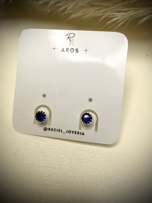 Aros Punto de Luz Azul Zafiro (Plata Italiana 925)