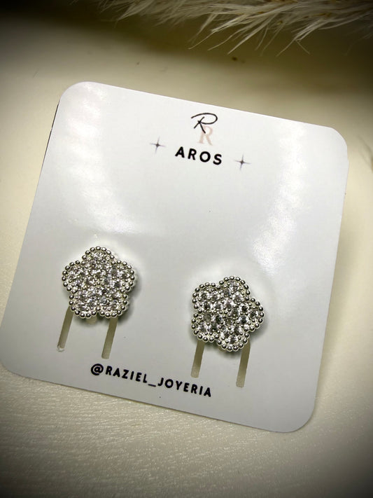 Aros Flor Pavé (Plata Italiana 925)