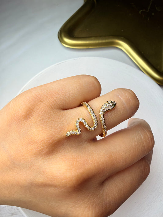 Anillo Serpiente Real (Baño de Oro 18K) Talla 11 - Ajustable