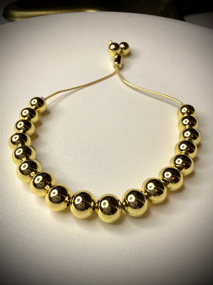 Pulsera Perlas Doradas Baño de Oro 18K (Ajustable)