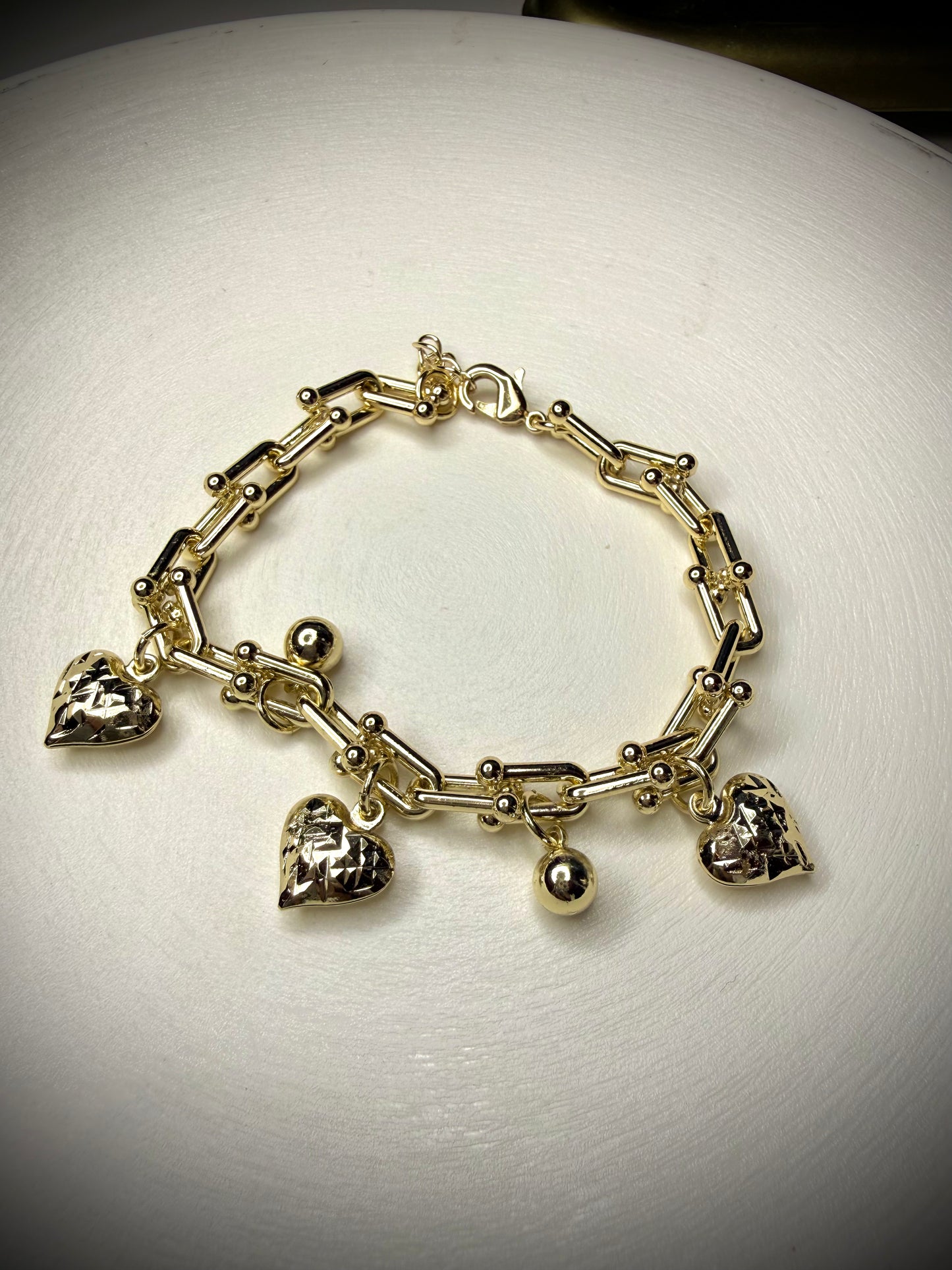 Pulsera Corazones Baño de Oro 18K (No Ajustable)