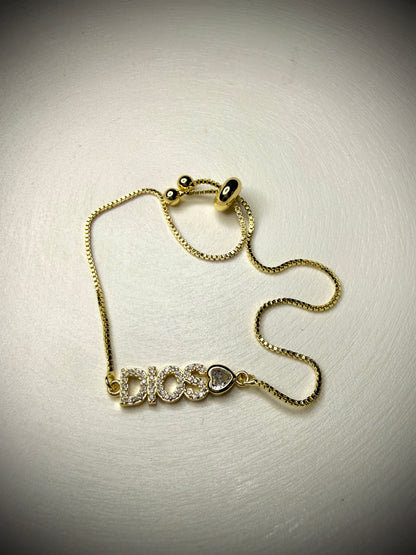 Pulsera Dios Baño de Oro 18K (Ajustable)