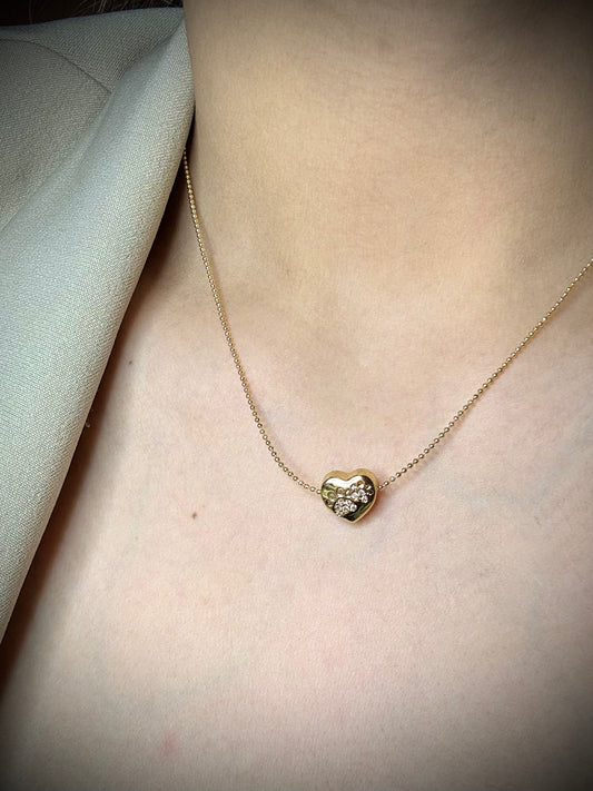 Collar corazón Patita de perro, Baño de Oro 18K