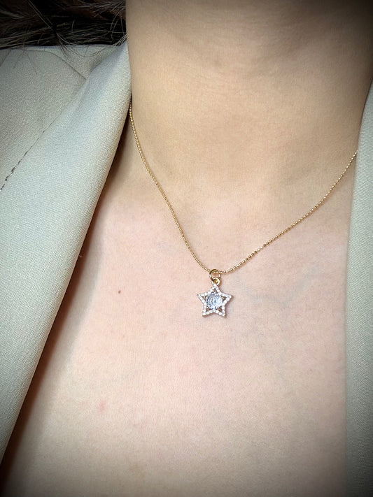Collar estrella de Baño de Oro 18K