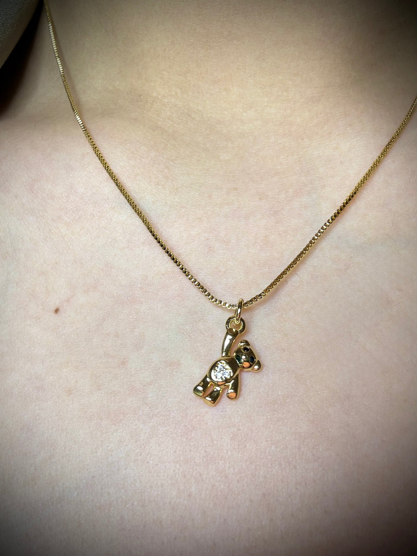 Collar Osito Brillante Baño de oro 18k - Ajustable