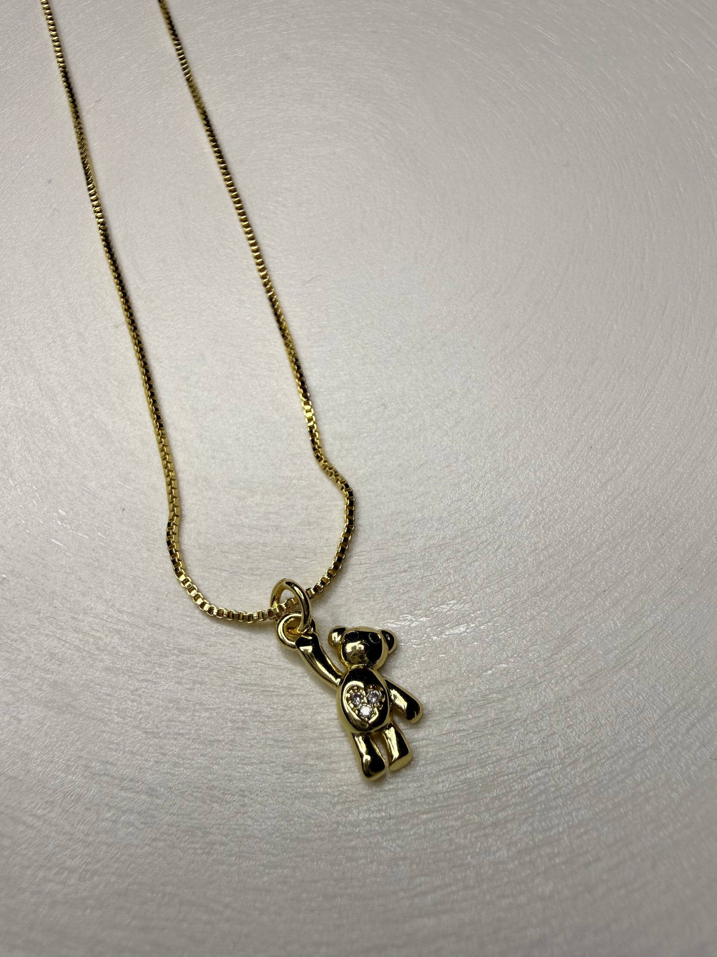 Collar Osito Brillante Baño de oro 18k - Ajustable