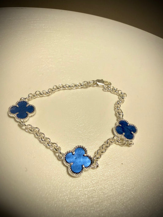 Pulsera “Trebol azul” Plata 925