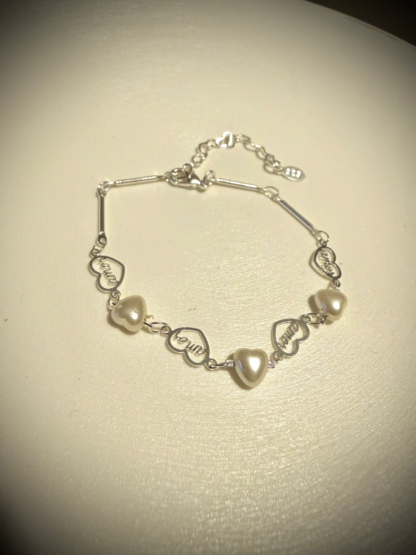 Pulsera Corazón de Perlas Plata 925
