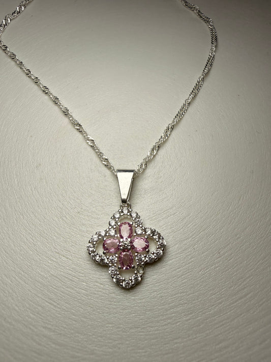 Collar Flor Rosada – Plata 925