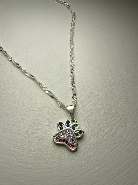 Collar Huellita Multicolor – Plata 925